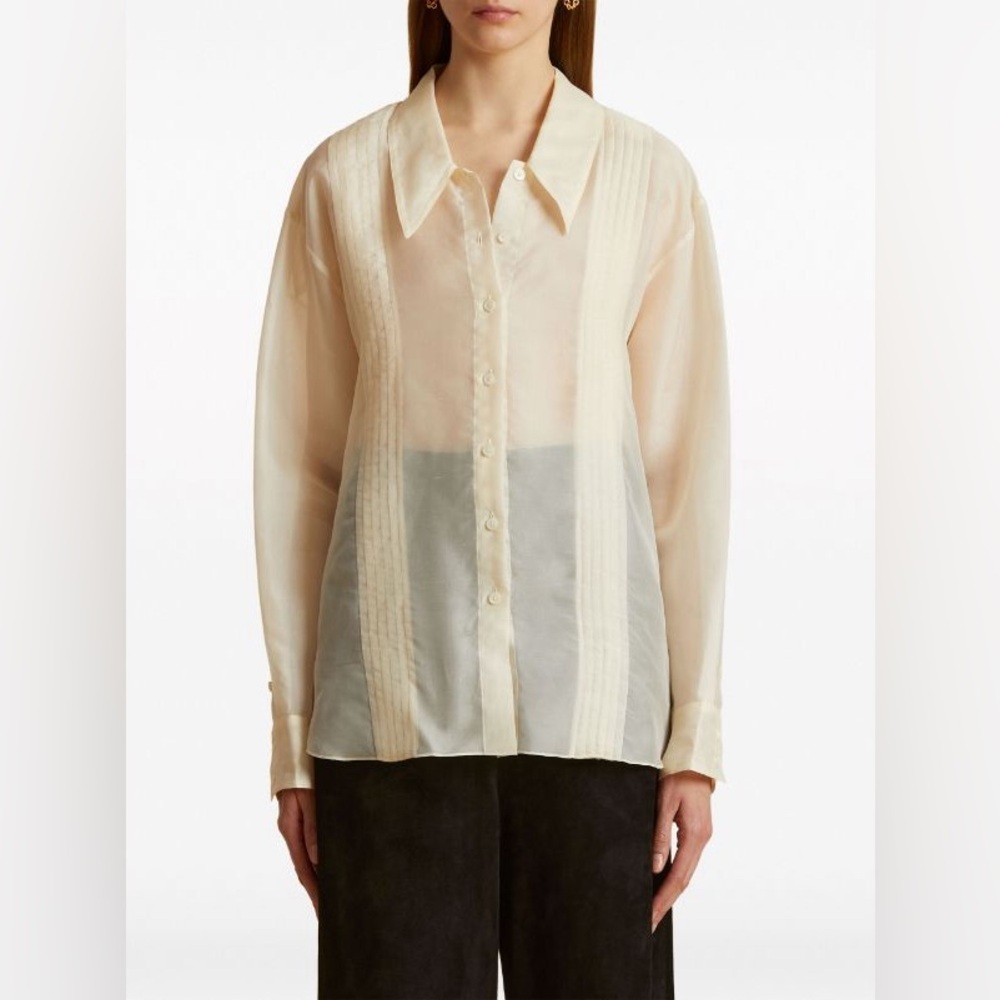 KHAITE The Noir Silk Shirt in Cream - Picture 1 of 10